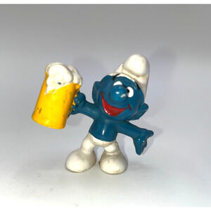 Vintage Smurfs Beer Smurf Cake Topper for 21st Birthday 21 Drinking Age Gag Gift
